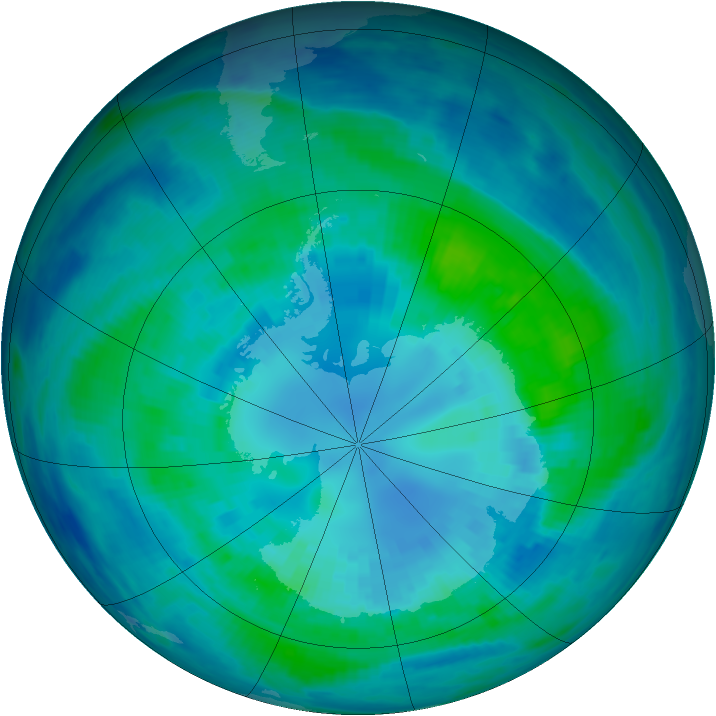 Antarctic ozone map for 09 April 2000